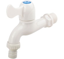 Кран водозаборный, пластиковый белый 1/2" CHINA