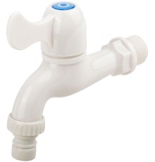 Кран водозаборный, пластиковый белый 1/2" CHINA