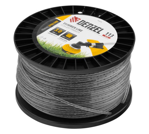Леска для триммера двухкомпонентная зубчатый квадрат, 3,0мм х 113м, на DIN кат. EXTRA CORD// Denzel