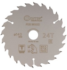 Диск пильный по дереву с тефлоновым покрытием 24Т, CUTOP Profi plus, 140 х 1,2/1,8 х 20/16/12 мм CUTOP