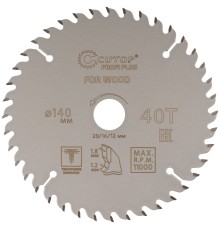 Диск пильный по дереву с тефлоновым покрытием 40Т, CUTOP Profi plus, 140 х 1,2/1,8 х 20/16/12 мм CUTOP