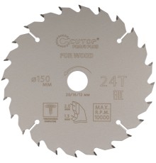 Диск пильный по дереву с тефлоновым покрытием 24Т, CUTOP Profi plus, 150 х 1,3/2,0 х 20/16/12 мм CUTOP