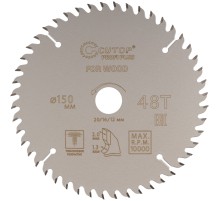 Диск пильный по дереву с тефлоновым покрытием 48Т, CUTOP Profi plus, 150 х 1,3/2,0 х 20/16/12 мм CUTOP Диск пильный по дереву с тефлоновым покрытием 48Т, CUTOP Profi plus, 150 х 1,3/2,0 х 20/16/12 мм CUTOP