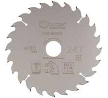 Диск пильный по дереву с тефлоновым покрытием 24Т, CUTOP Profi plus, 185 х 1,3/2,0 х 30/25,4/20/16 мм CUTOP