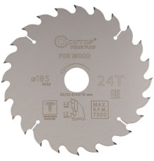 Диск пильный по дереву с тефлоновым покрытием 24Т, CUTOP Profi plus, 185 х 1,3/2,0 х 30/25,4/20/16 мм CUTOP