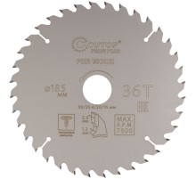 Диск пильный по дереву с тефлоновым покрытием 36Т, CUTOP Profi plus, 185 х 1,3/2,0 х 30/25,4/20/16 мм CUTOP