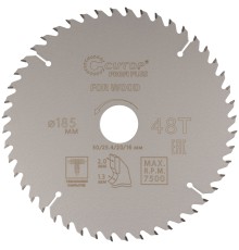 Диск пильный по дереву с тефлоновым покрытием 48Т, CUTOP Profi plus, 185 х 1,3/2,0 х 30/25,4/20/16 мм CUTOP