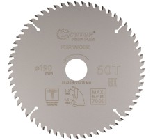 Диск пильный по дереву с тефлоновым покрытием 60Т, CUTOP Profi plus, 190 х 1,5/2,2 х 30/25,4/20/16 мм CUTOP