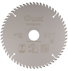 Диск пильный по дереву с тефлоновым покрытием 60Т, CUTOP Profi plus, 190 х 1,5/2,2 х 30/25,4/20/16 мм CUTOP Диск пильный по дереву с тефлоновым покрытием 60Т, CUTOP Profi plus, 190 х 1,5/2,2 х 30/25,4/20/16 мм CUTOP
