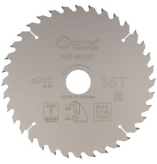 Диск пильный по дереву с тефлоновым покрытием 36Т, CUTOP Profi plus, 200 х 1,5/2,2 х 32/30/25,4/20 мм CUTOP