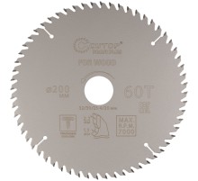 Диск пильный по дереву с тефлоновым покрытием 60Т, CUTOP Profi plus, 200 х 1,5/2,2 х 32/30/25,4/20 мм CUTOP