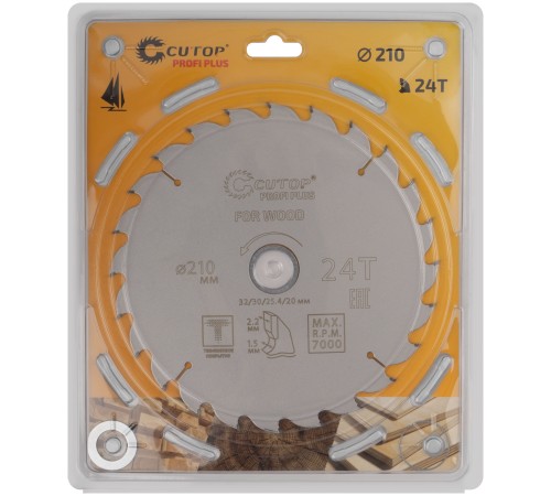 Диск пильный по дереву с тефлоновым покрытием 24Т, CUTOP Profi plus, 210 х 1,5/2,2 х 32/30/25,4/20 мм CUTOP Диск пильный по дереву с тефлоновым покрытием 24Т, CUTOP Profi plus, 210 х 1,5/2,2 х 32/30/25,4/20 мм CUTOP