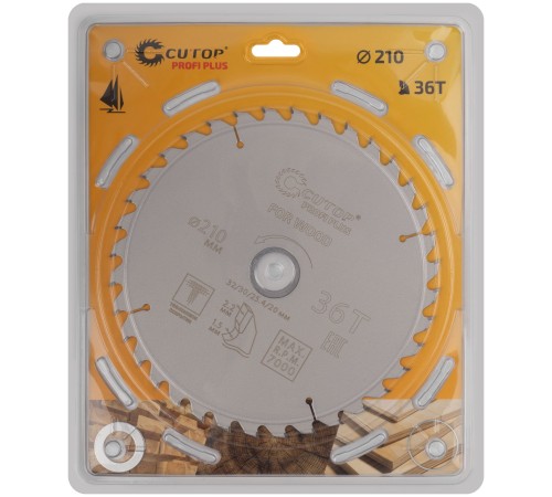 Диск пильный по дереву с тефлоновым покрытием 36Т, CUTOP Profi plus, 210 х 1,5/2,2 х 32/30/25,4/20 мм CUTOP Диск пильный по дереву с тефлоновым покрытием 36Т, CUTOP Profi plus, 210 х 1,5/2,2 х 32/30/25,4/20 мм CUTOP