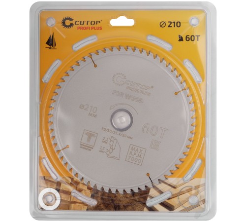Диск пильный по дереву с тефлоновым покрытием 60Т, CUTOP Profi plus, 210 х 1,5/2,2 х 32/30/25,4/20 мм CUTOP Диск пильный по дереву с тефлоновым покрытием 60Т, CUTOP Profi plus, 210 х 1,5/2,2 х 32/30/25,4/20 мм CUTOP
