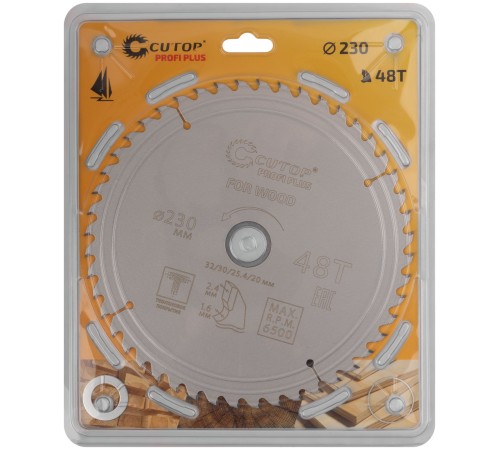 Диск пильный по дереву с тефлоновым покрытием 48Т, CUTOP Profi plus, 230 х 1,6/2,4 х 32/30/25,4/20 мм CUTOP Диск пильный по дереву с тефлоновым покрытием 48Т, CUTOP Profi plus, 230 х 1,6/2,4 х 32/30/25,4/20 мм CUTOP