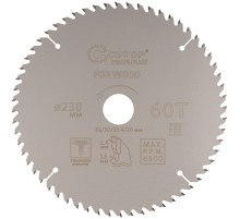 Диск пильный по дереву с тефлоновым покрытием 60Т, CUTOP Profi plus, 230 х 1,6/2,4 х 32/30/25,4/20 мм CUTOP