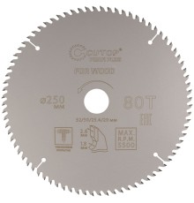 Диск пильный по дереву с тефлоновым покрытием 80Т, CUTOP Profi plus, 250 х 1,8/2,6 х 32/30/25,4/20 мм CUTOP Диск пильный по дереву с тефлоновым покрытием 80Т, CUTOP Profi plus, 250 х 1,8/2,6 х 32/30/25,4/20 мм CUTOP