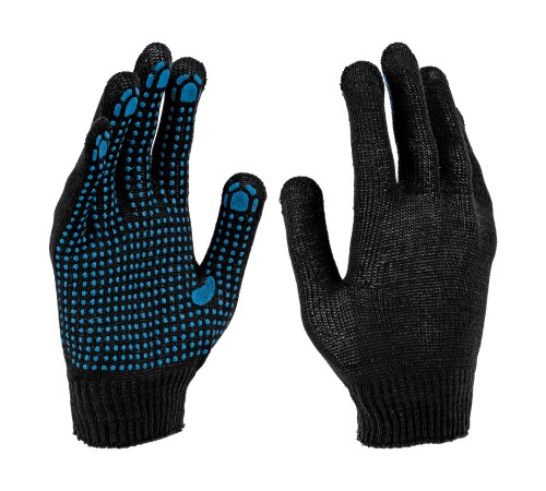 Перчатки трикотажные, х/б, 200 пар,  ПВХ точка, 3 нити, 10 класс Сибртех