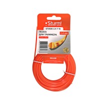 Леска для триммера, d=2.4 мм, l=15м, СЕМИГРАННИК, оранж., картон, Sturm!