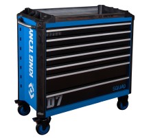 Тележка инструментальная, 7 выдвижных ящиков, "SQUAD", широкая KING TONY 87SQ33-7B-BK