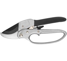 Секатор, храповый механизм, режущ.кромки встык с наковальней, тефл.покр.лезвий, алюм.корпус 200 мм КУРС