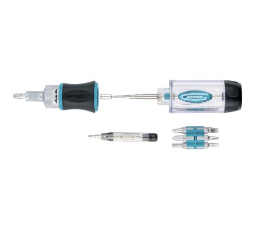 Отвертка реверсивная с телескопическим магнитным стержнем, 16 шт, S2 Gross