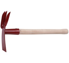 Мотыжка комбинированная с деревянной ручкой, 3 витых зуба, профиль трапеция РОС
