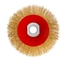 Щетка для УШМ, 100 мм, М14, "тарелка", латунированная витая проволока Matrix