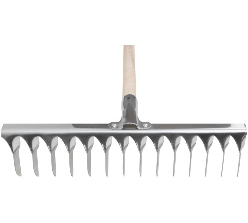 Грабли, витой зуб, нержавеющая сталь, 14 зубьев, с деревянным черенком FIT РОС