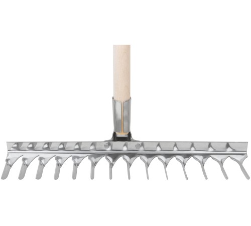 Грабли, витой зуб, нержавеющая сталь, 14 зубьев, с деревянным черенком FIT РОС