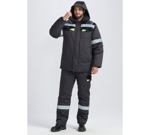 Костюм зимний Ховард (тк.OxLine) п/к, т.серый/черный/лимонный