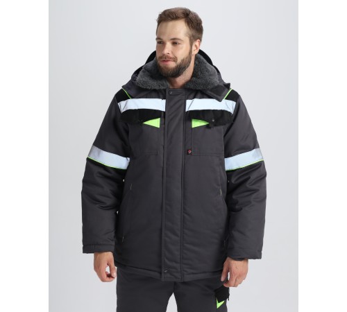 Костюм зимний Ховард (тк.OxLine) п/к, т.серый/черный/лимонный