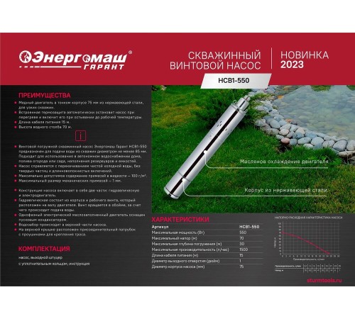 Насос скважинный Энергомаш ГАРАНТ НСВ1-550 Насос скважинный Энергомаш ГАРАНТ НСВ1-550