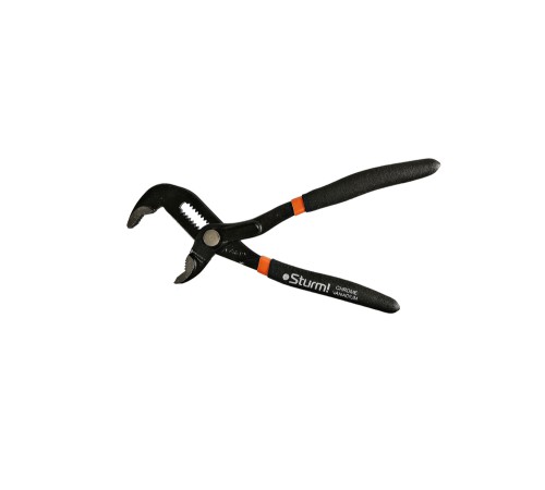 Клещи переставные, 175мм, кнопочный шарнир, зев 26мм, ПВХ рукоятки, Sturm!
