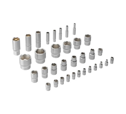 Набор инструментов, 1/2", 1/4", CrV, S2, пластиковый кейс, 84 предмета Denzel