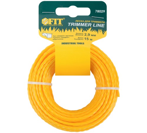 Леска для садовых триммеров крученая "Квадрат" 3,0 мм х 15 м FIT РОС Леска для садовых триммеров крученая "Квадрат" 3,0 мм х 15 м FIT РОС