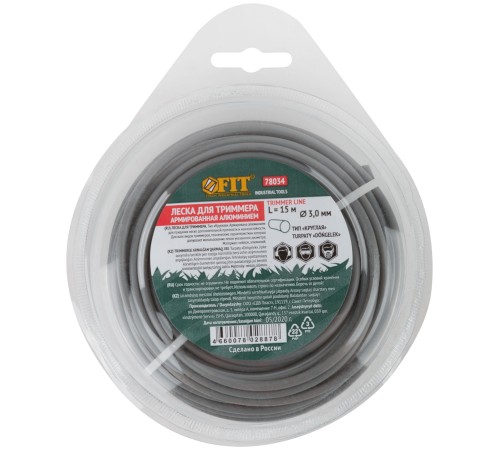 Леска для садовых триммеров армированная алюминием "Круглая" 3,0 мм х 15 м FIT РОС Леска для садовых триммеров армированная алюминием "Круглая" 3,0 мм х 15 м FIT РОС