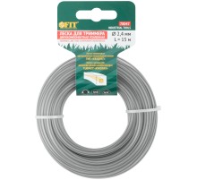 Леска для садовых триммеров усиленная, полиамидная жила, "Квадрат" 2,4 мм х 15 м FIT РОС Леска для садовых триммеров усиленная, полиамидная жила, "Квадрат" 2,4 мм х 15 м FIT РОС