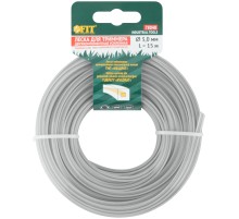 Леска для садовых триммеров усиленная, полиамидная жила, "Квадрат" 3,0 мм х 15 м FIT РОС Леска для садовых триммеров усиленная, полиамидная жила, "Квадрат" 3,0 мм х 15 м FIT РОС