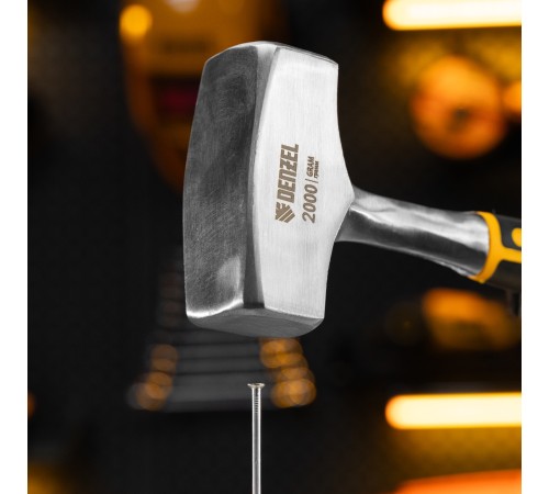 Кувалда 2 кг, цельнометаллическая, двухкомпонентная рукоятка Denzel