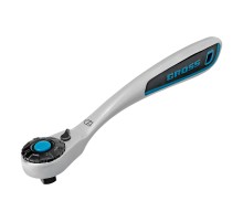 Ключ-трещотка 1/2", CrV, 120 зубьев, с быстрым сбросом, цельнометаллический, хром Gross