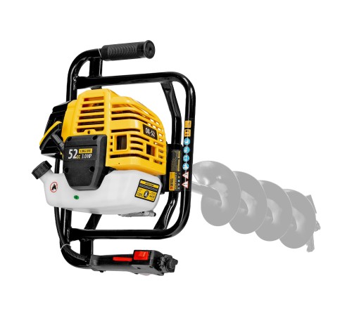 Мотобур DX-52, объём двигателя 52 см3, соединение 20 мм, без шнека Denzel