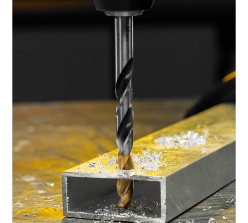 Сверло спиральное по металлу 10 x 133мм, Р6М5, Golden Tip, многогранная заточка Denzel