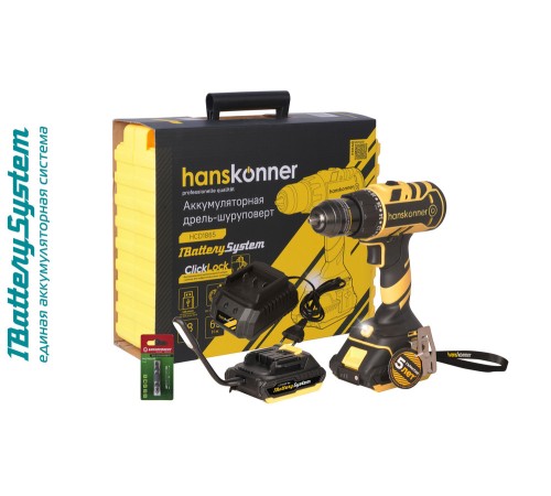 Аккумуляторный шуруповерт Hanskonner HCD1865 1BatterySystem Аккумуляторный шуруповерт Hanskonner HCD1865 1BatterySystem