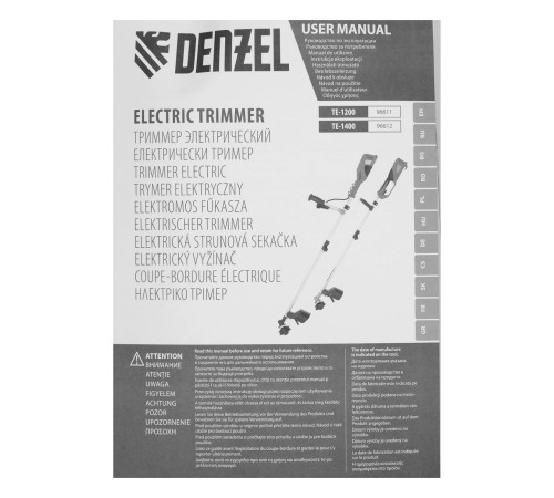 Триммер электрический TE-1400, 1400 Вт, 420 мм, катушка + диск, разборная штанга Denzel