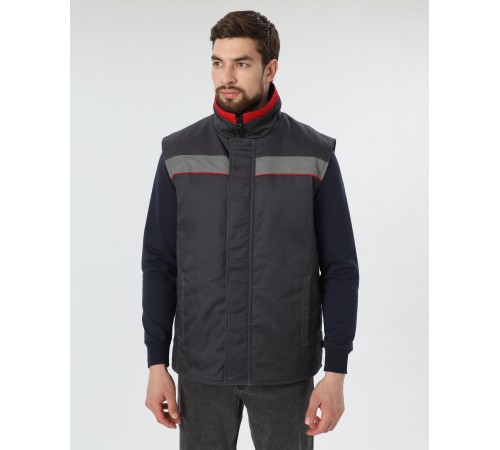 Жилет утепленный Грей (тк.Балтекс,210), т.серый/красный