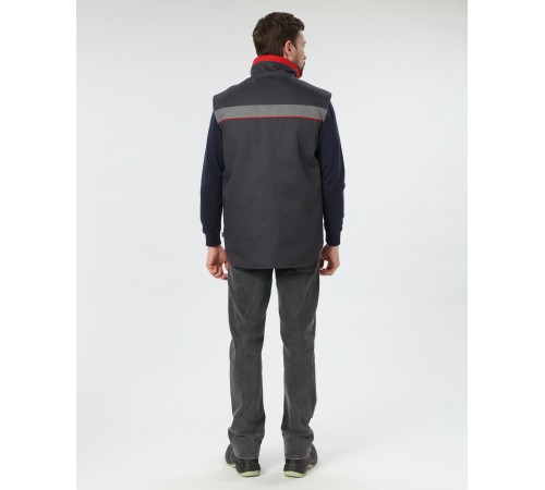 Жилет утепленный Грей (тк.Балтекс,210), т.серый/красный