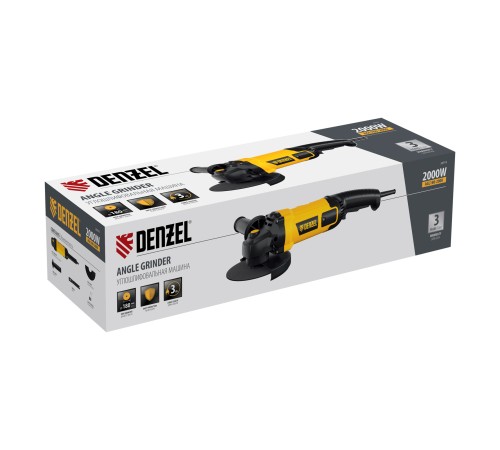 Углошлифовальная машина AGL180-2000, 2000 Вт, 180 мм, 8500 об/мин Denzel