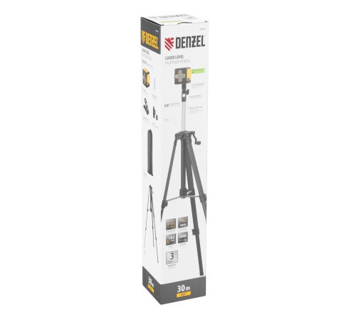 Лазерный уровень DQB-T, 30 м, зеленый луч, батарейки, штатив Denzel