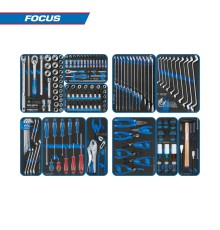 Набор инструментов 188 предметов, "FOCUS", для тележки, 11 ложементов KING TONY 934-188MRVD